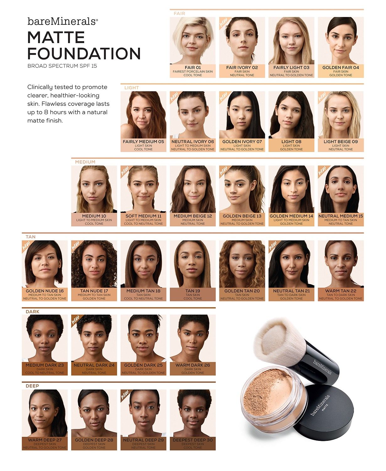 BARE MINERALS MATTE LOOSE POWDER FOUNDATION SPF 15