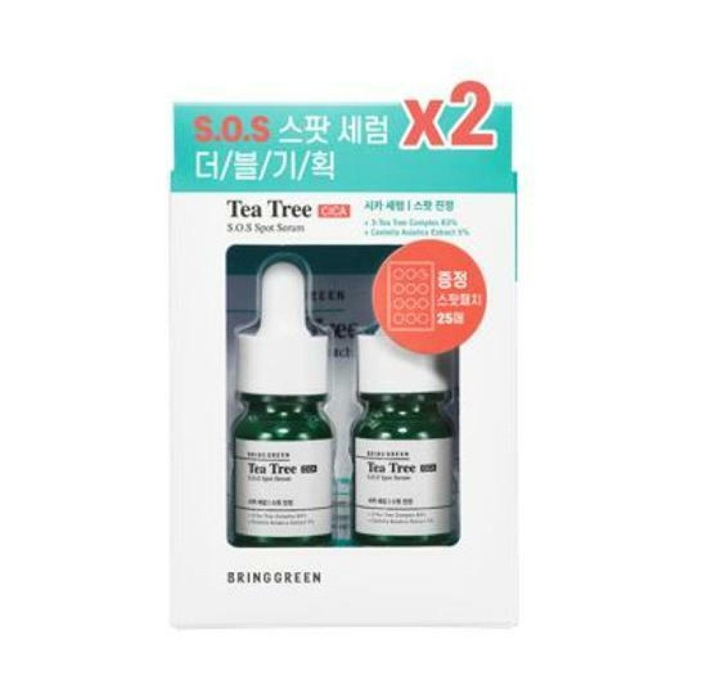 BRING GREEN Tea Tree Cica S.O.S Spot Serum 0.43 fl. oz. Double Set (+Spot Patch)