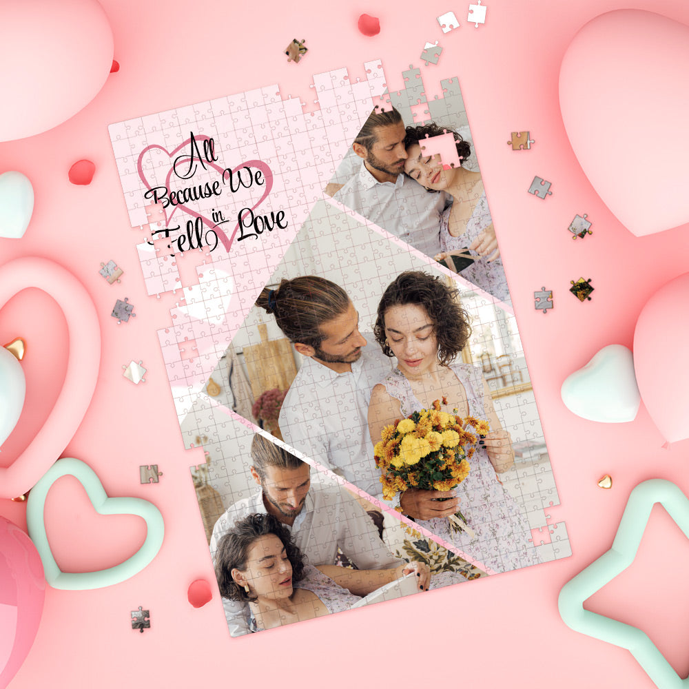 Custom Photo Puzzle Valentines Gift Couple Monogram Holiday Puzzle
