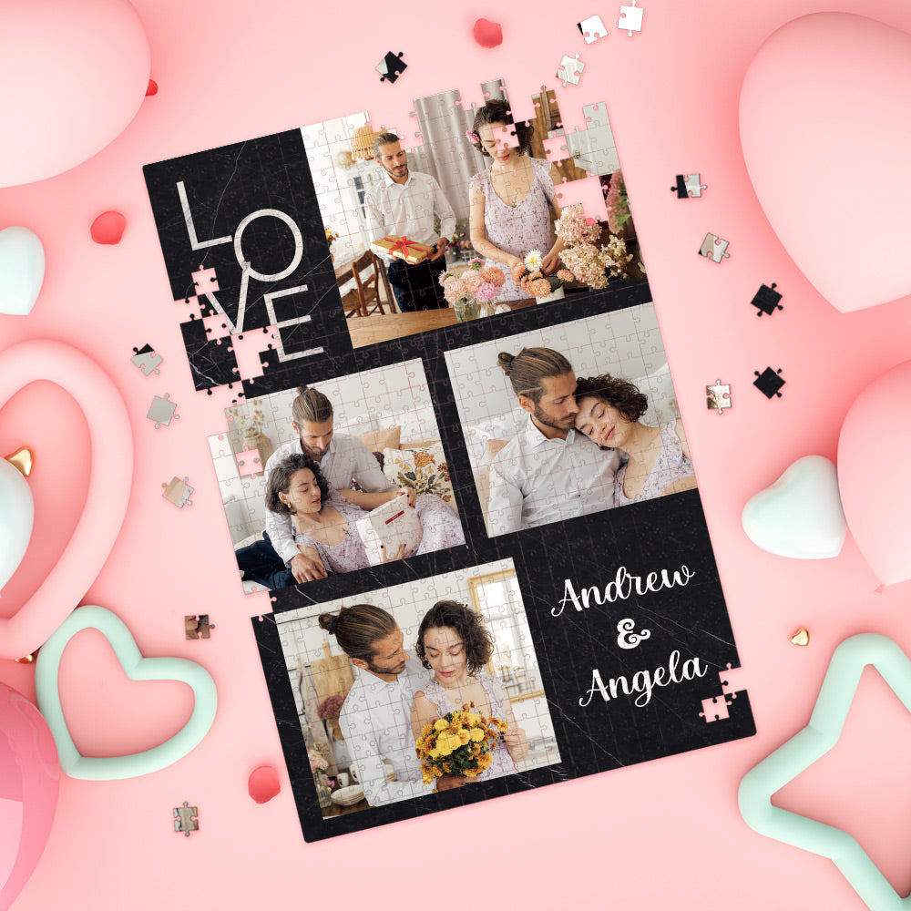 Custom Name and Photo Puzzle Valentines Gift Marbled Love Puzzle