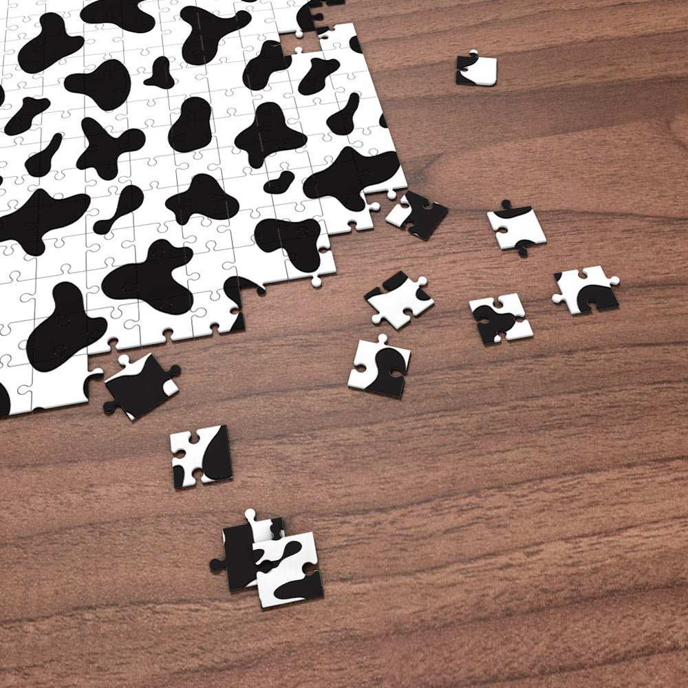 Cow Print Puzzle Classic Black and White Puzzle Gift for Her / Him