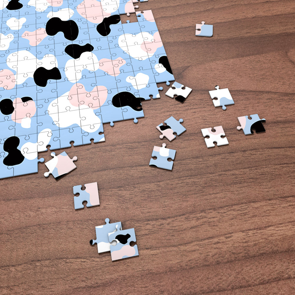 Puzzle Gift Blue Cow Print Puzzle for Her / Him