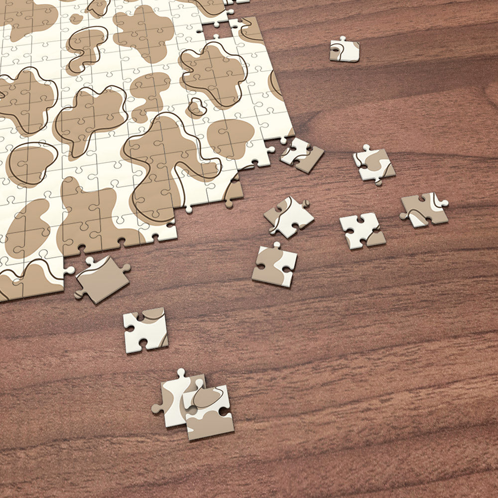 Puzzle Gift Milk Tea Brown Cow Print Puzzle for Her / Him