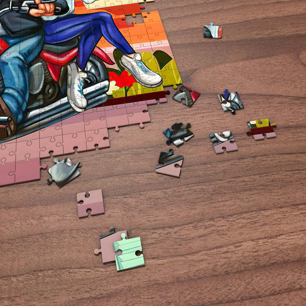 Custom Face Puzzle Personalized Minime Puzzle Motorcycle Couple Gifts