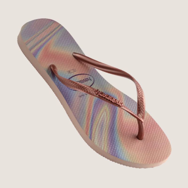 Havaianas Slim Metal Logo Iridescent Thong