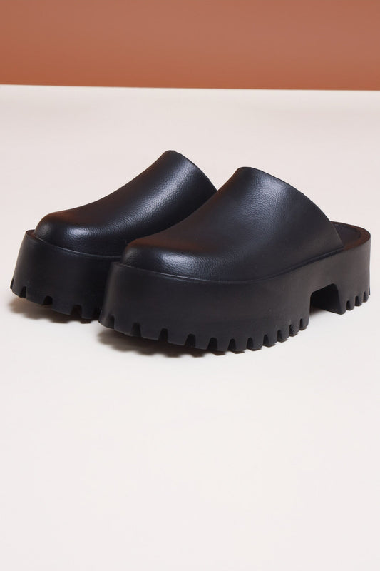 No Such Luck Platform Chunky Slides - Black