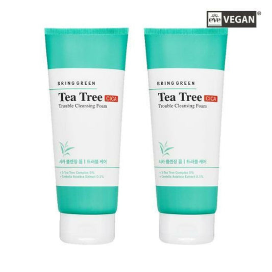 BRING GREEN Tea Tree Cica Trouble Cleansing Foam 6.76 fl. oz. Double set