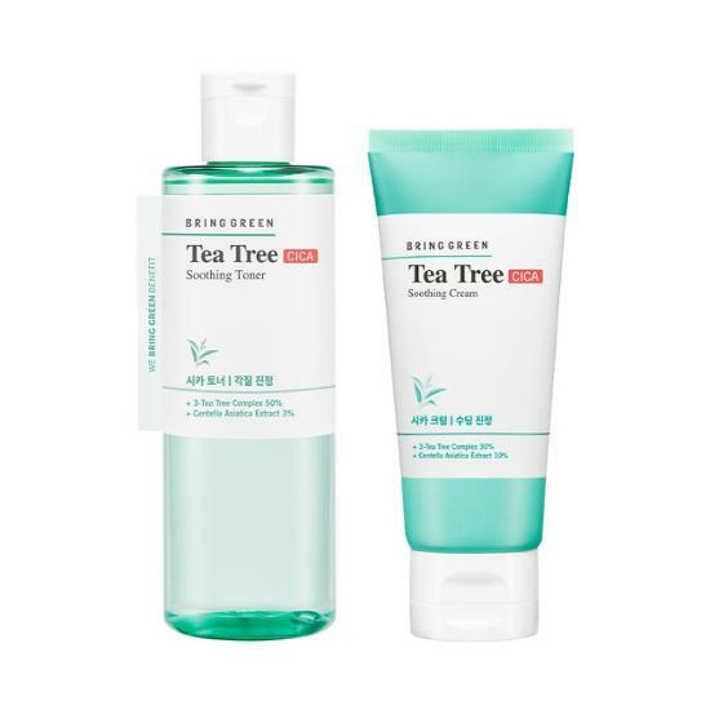 BRING GREEN Tea Tree Cica Soothing Cream & Toner set