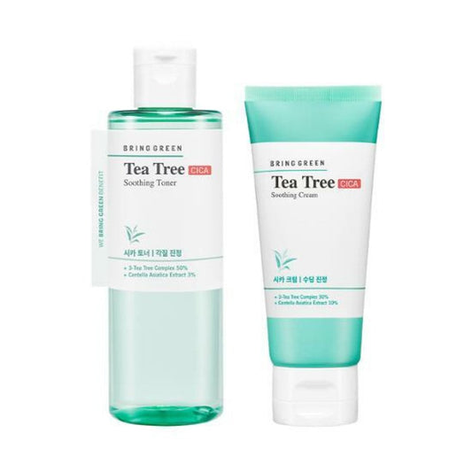 BRING GREEN Tea Tree Cica Soothing Cream & Toner set