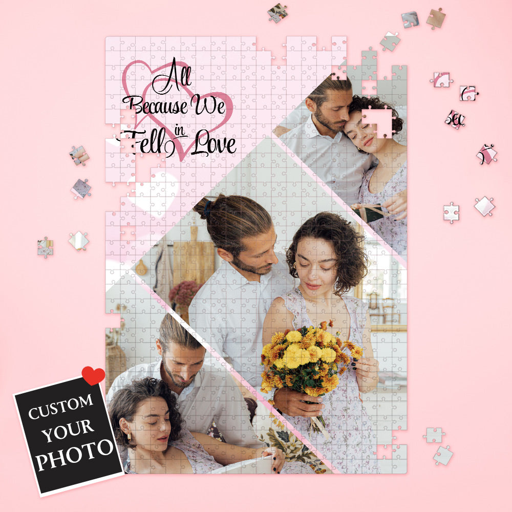 Custom Photo Puzzle Valentines Gift Couple Monogram Holiday Puzzle