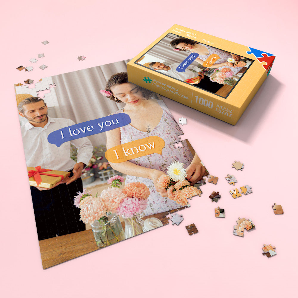 Custom Photo Puzzle Valentines Gift for Her I Love You Text Puzzle