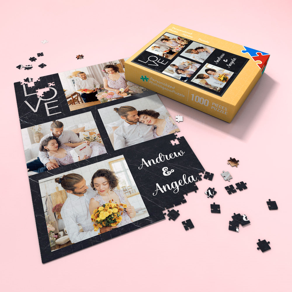 Custom Name and Photo Puzzle Valentines Gift Marbled Love Puzzle