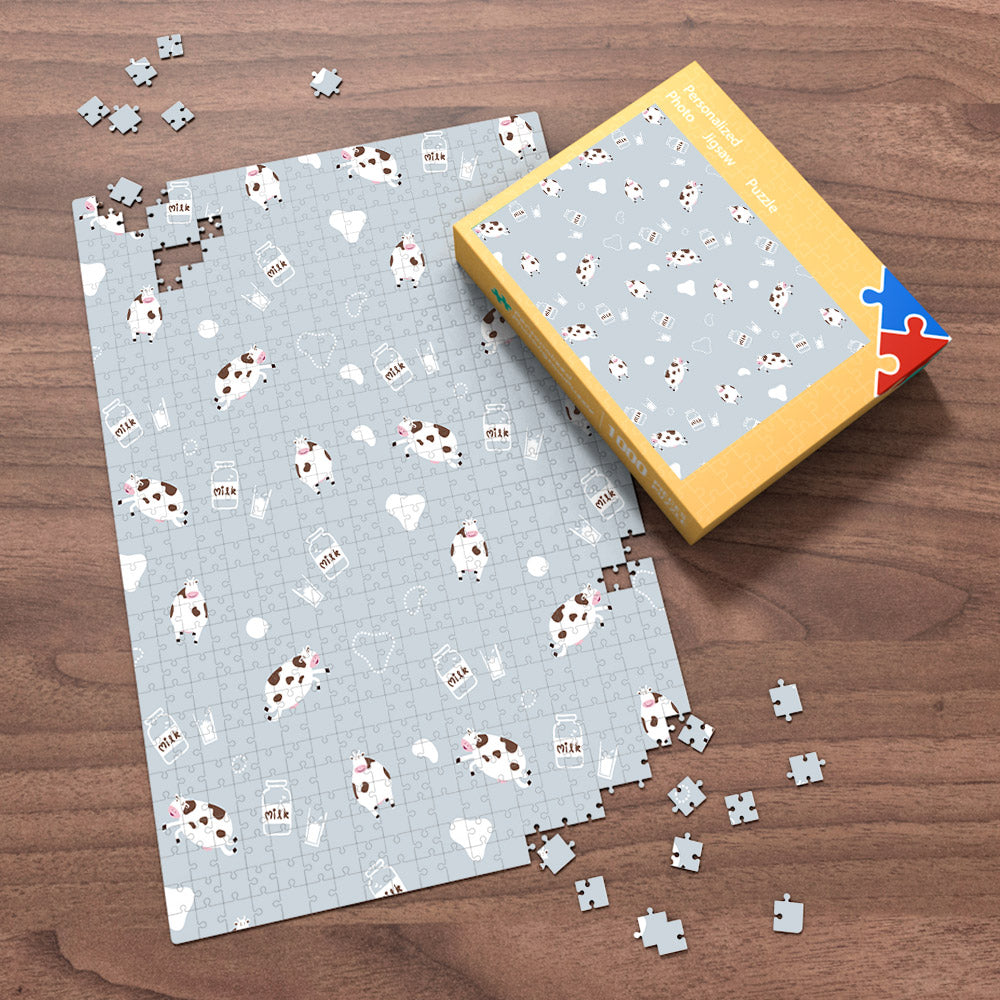 Puzzle Gift Cute Cow Print Puzzle for Her / Him