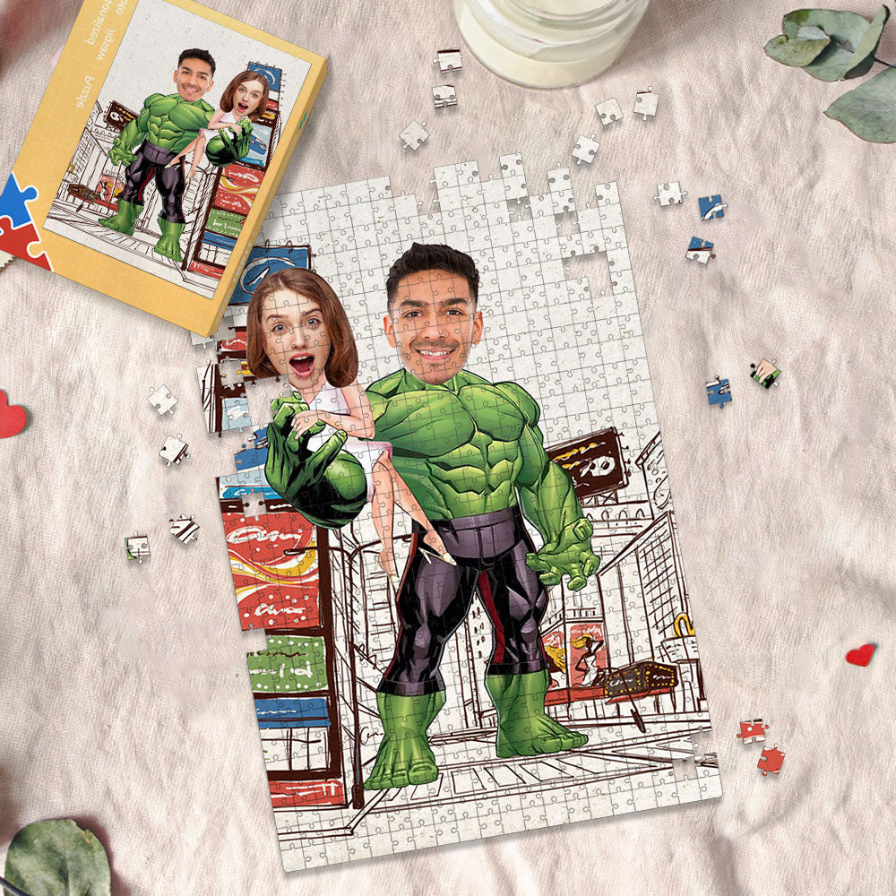 Personalized Minime Puzzle Valentines Custom Hulk Face Puzzle Lovers Gifts