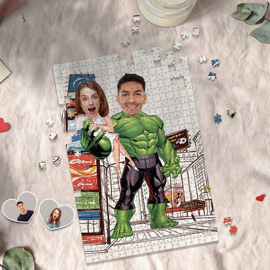 Personalized Minime Puzzle Valentines Custom Hulk Face Puzzle Lovers Gifts