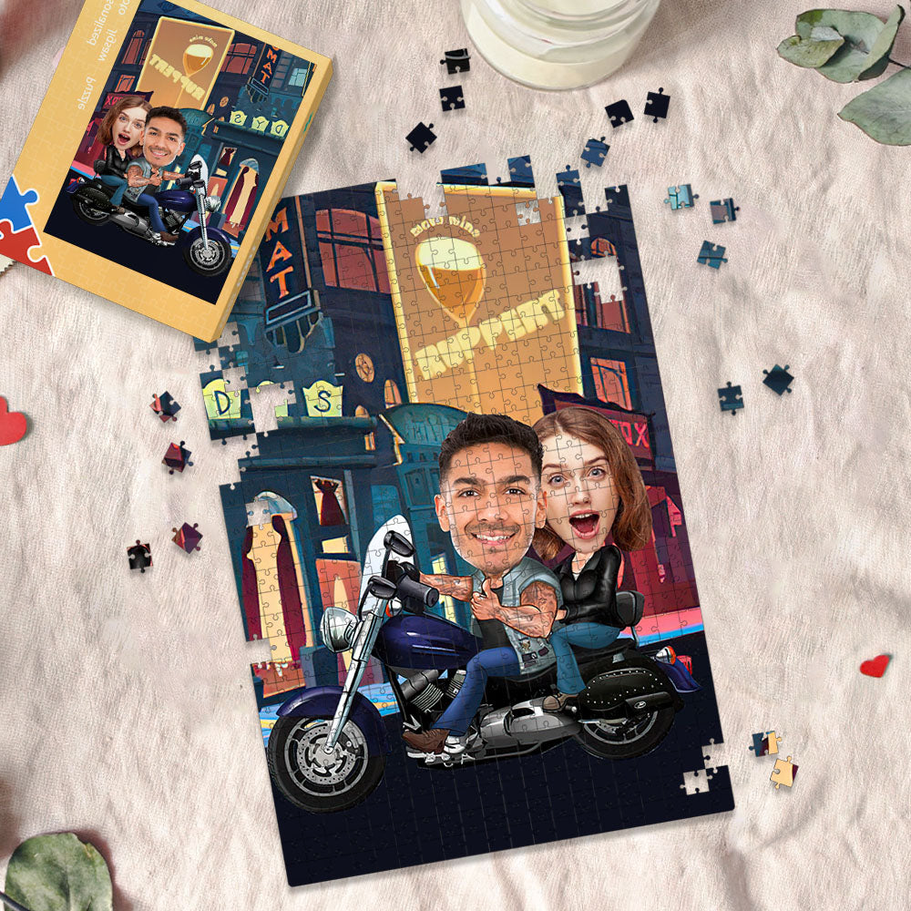 Custom Face Minime Puzzle Personalized Harley Motorcycle Puzzle Gifts