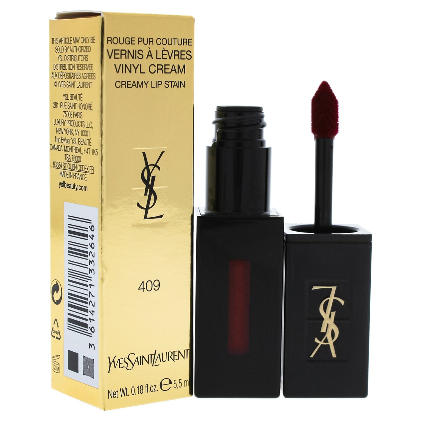 Vinyl Cream Lip Stain - 409 Burgundy Vibes by Yves Saint Laurent for Women 0.18 oz Lip Gloss
