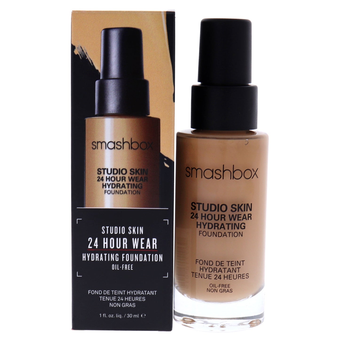 Studio Skin 24 Hour Wear Hydrating Foundation - 2.4 Light-Medium With Warm-Peach Undertone by Smashbox for Women 1 oz Foundation