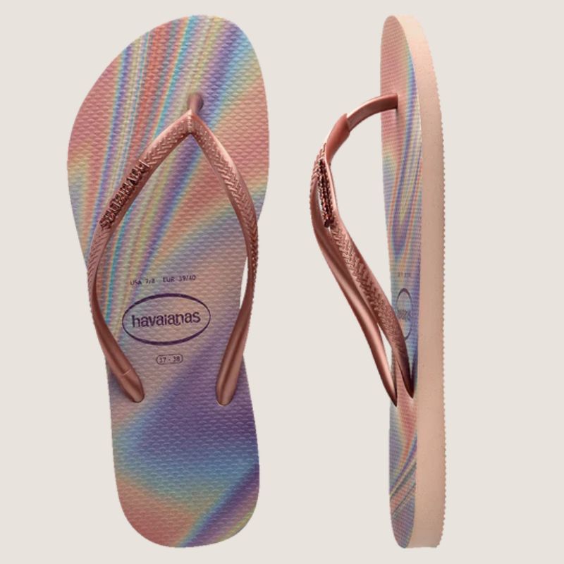 Havaianas Slim Metal Logo Iridescent Thong