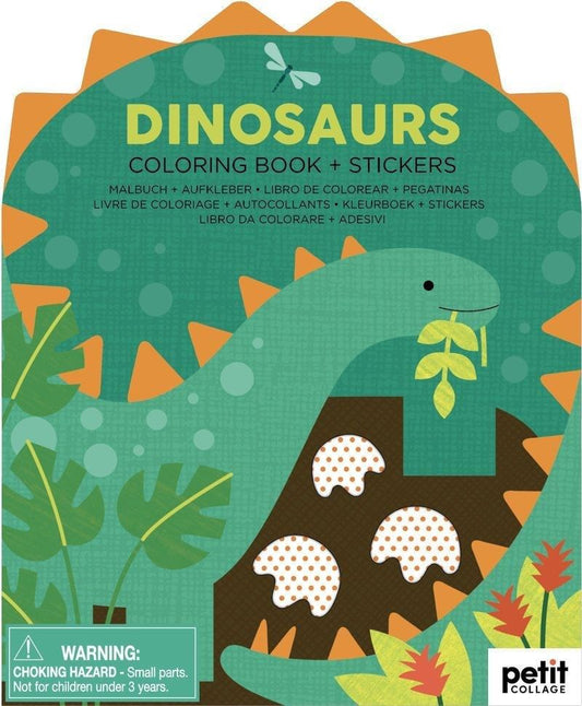 Petit Collage Dinosaurs Colouring Book with Stickers