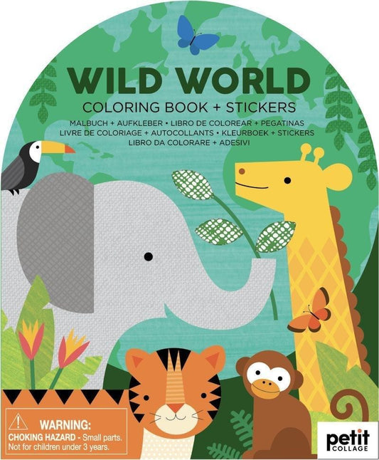 Petit Collage Wild World Colouring Book with Stickers