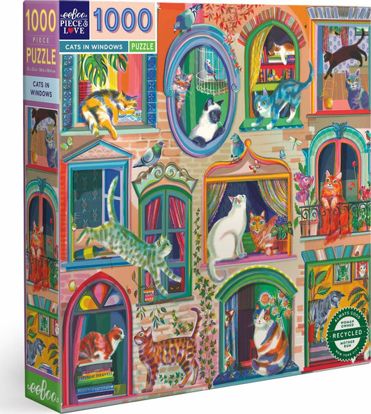 Cats in Windows 1,000 Piece Square Puzzle