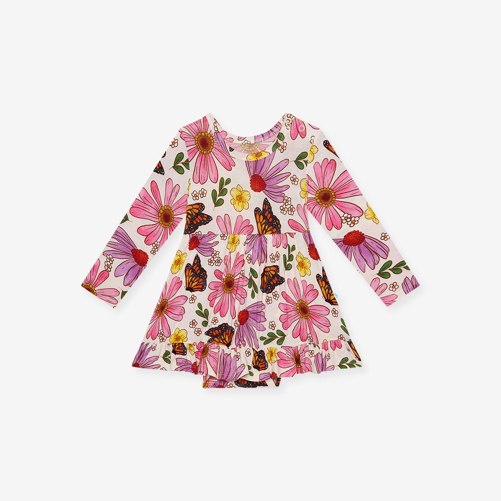 Kaavia Long Sleeve Ruffled Bodysuit Dress