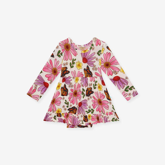 Kaavia Long Sleeve Ruffled Bodysuit Dress