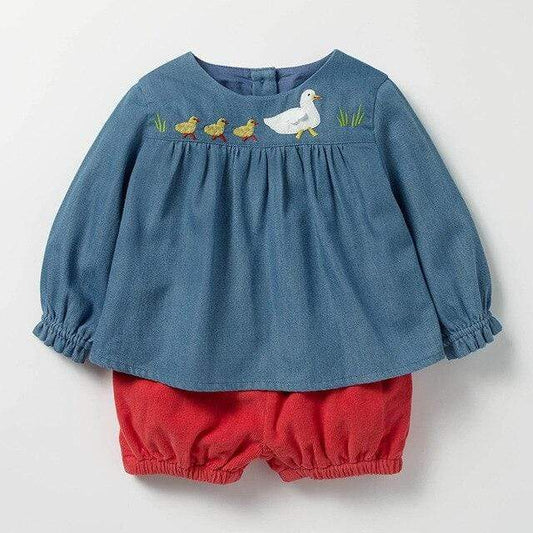 Girl's Clothing Blue / 3T Embroidery Corduroy Shorts Sets