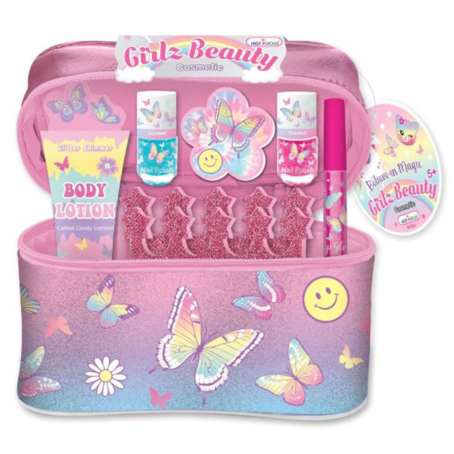 Hot Focus Tie Dye Butterfly Girlz Beauty Cosmetic Bag Set
