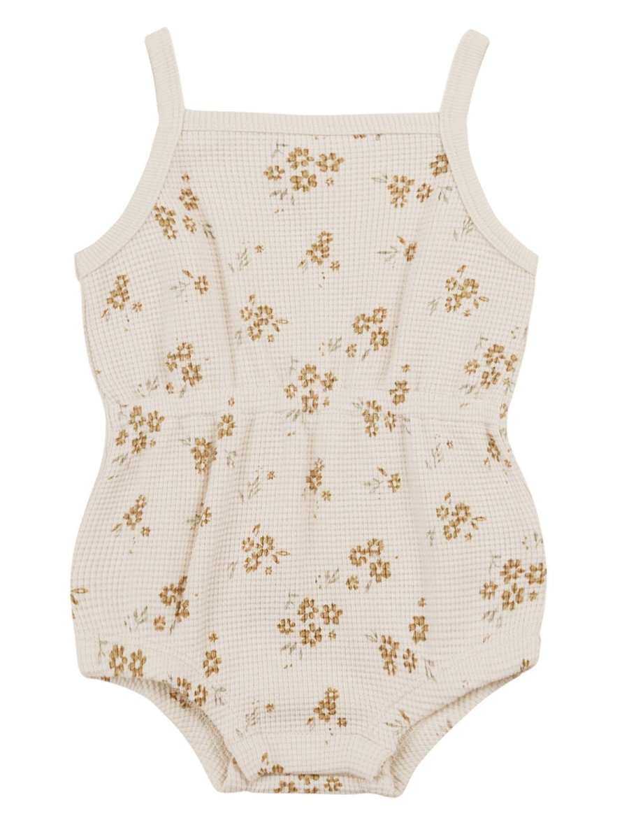 WAFFLE CINCH ROMPER, HONEY FLOWER